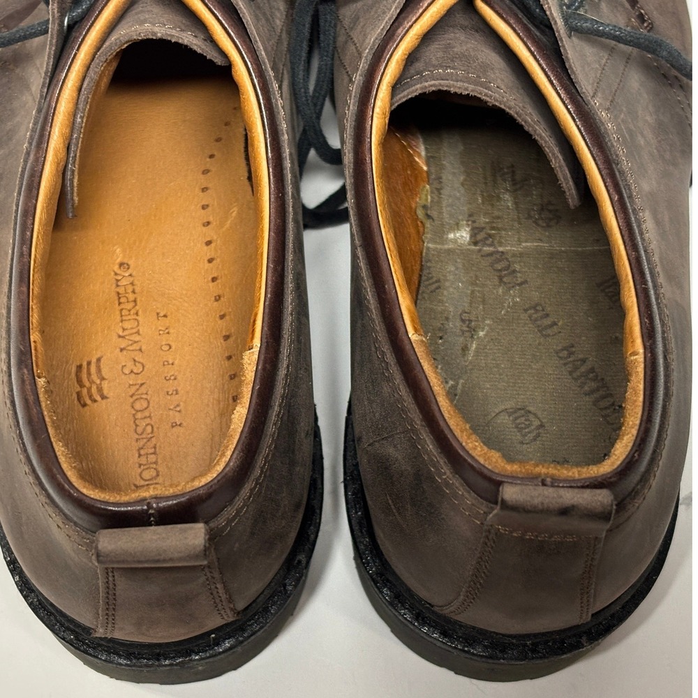 Johnston & Murphy Derby Shoes Mens 11.5 Brown Leather Lug Sole Made in Italy - Picture 9 of 9